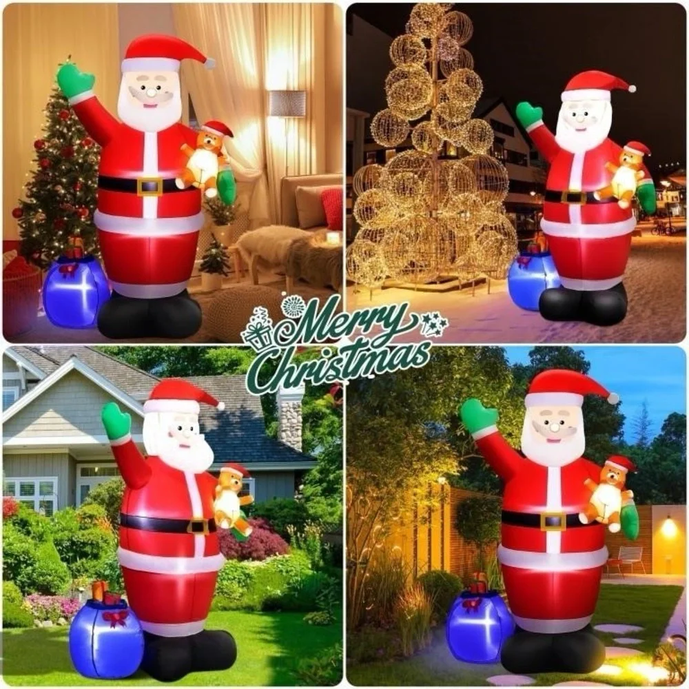 7ft Inflatable Santa Claus with Gift Bag - Red and White